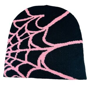 Pink and Black Spider Web unisex Beanie